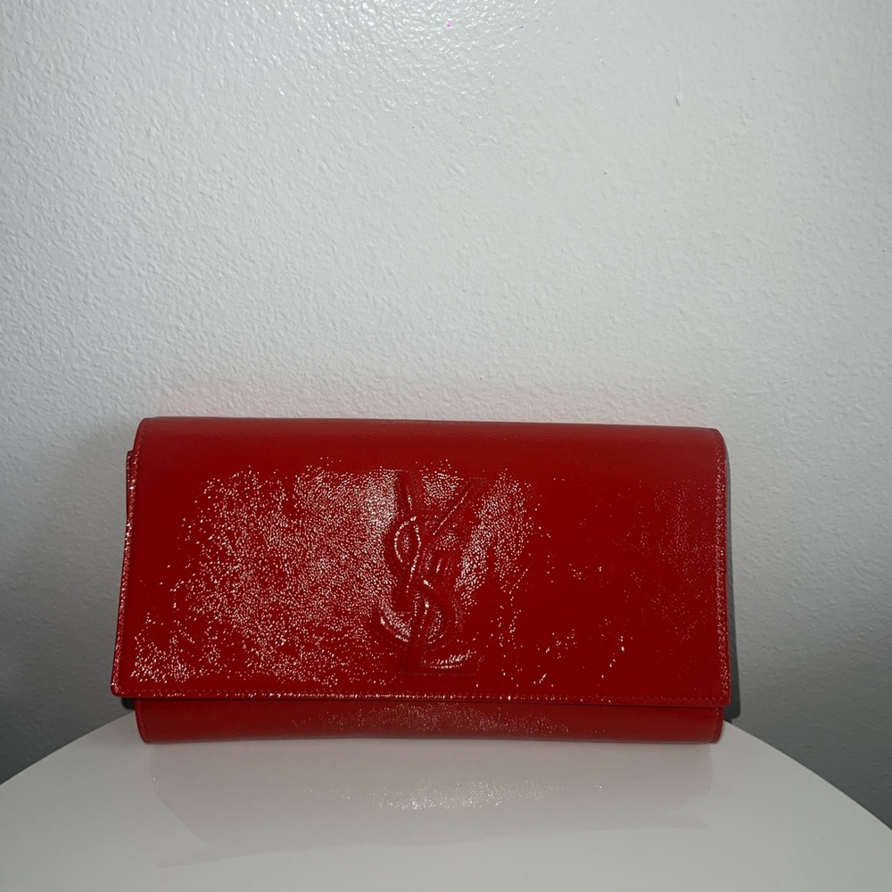 Yves Saint Laurent Patent Leather Red Clutch